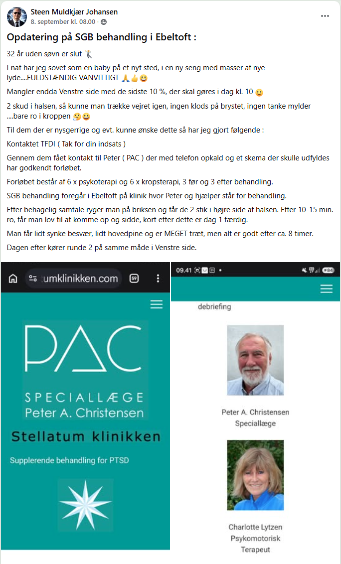 Vellykket SGB behandling 8. sep 2026 - Slået op på FB Veteranhjem Aalborg – Støttegruppe